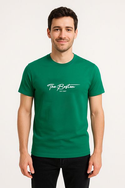 Let's Wear Ανδρικό μπλουζάκι Boston Printed από 100% οργανικό βαμβάκι Basic χτενισμένο βαμβακερό μπλουζάκι Navy Blue