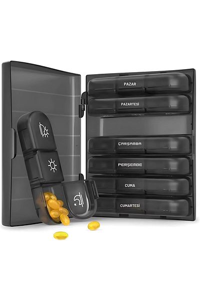 LUXE Polham 7-Day 21-Eye Weekly Medicine, Pill Storage Box, Kitlenir Lid, Bpa-Free
