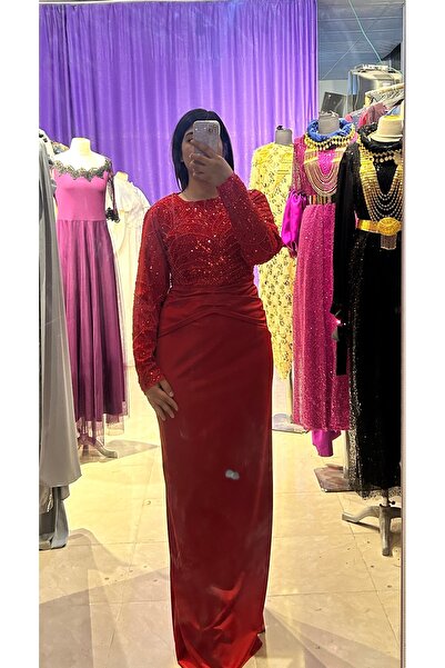 ABAYLAR Kırmızı balık abiye