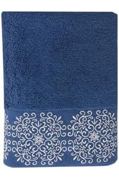 Mu Art Ahşap Mrt Sty Saber Embroidered Navy Blue Towel 50X90 Art 871301