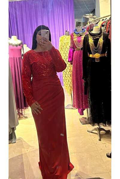 ABAYLAR Kırmızı balık abiye