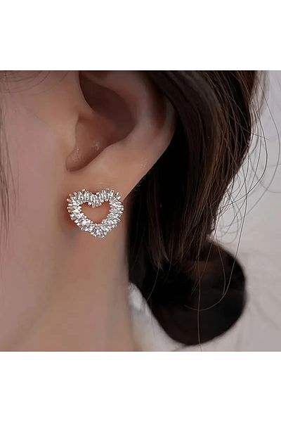 HDCreativeDesign 1 Pair Heart Shaped Irregular Stainless Steel Earrings