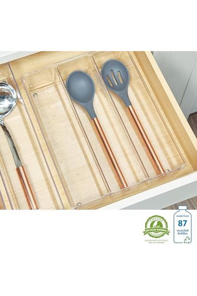 STOREMAX Ezg 3-Section Deep Drawer Organizer, Large Plastic Kitchen Drawer Insert, Kitchen Axle