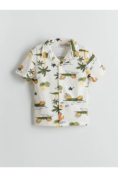 LC Waikiki Lcw Kids Beige Printed Boys' Shirt and Shorts Pack of 2