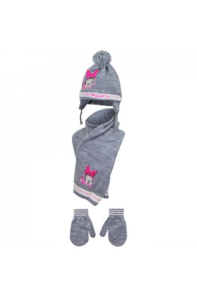 Minnie Mouse Set caciula-fular-manusi Minnie Mouse,Gri, 46 cm