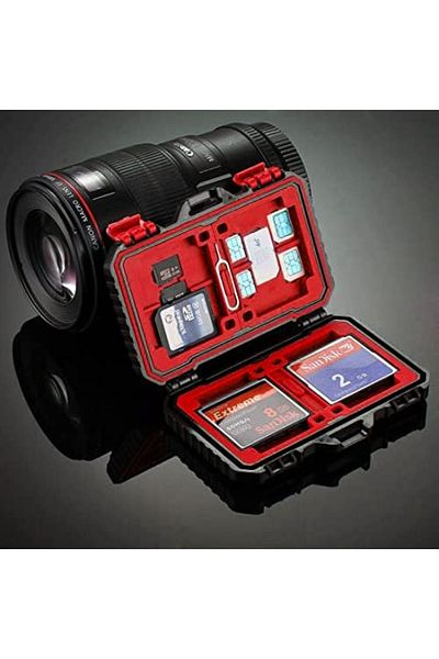 Hepta Collection Case 24 Slots Multi Memory Card and Micro Sd Card Carrying Case Micro Sd Card Box (Red)