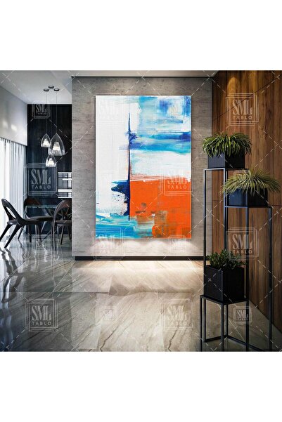 SML TABLO Pictură modernă verticală pe pânză, cu perii aleatorii, portocaliu,...