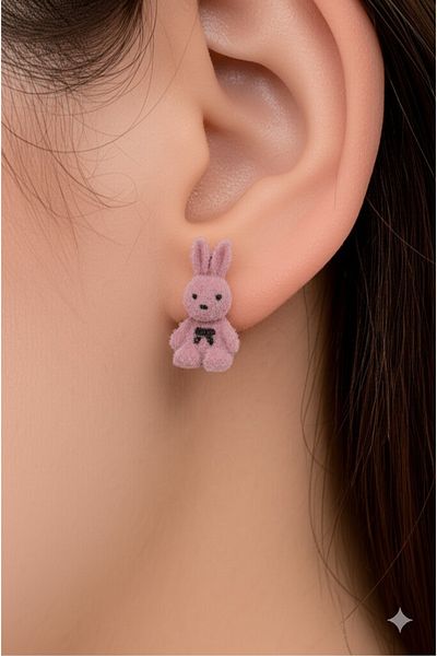 lilith accesuary Custom Design, Plush Rabbit Earrings, Couple Earrings, Pink Earrings, Gift Wrapped