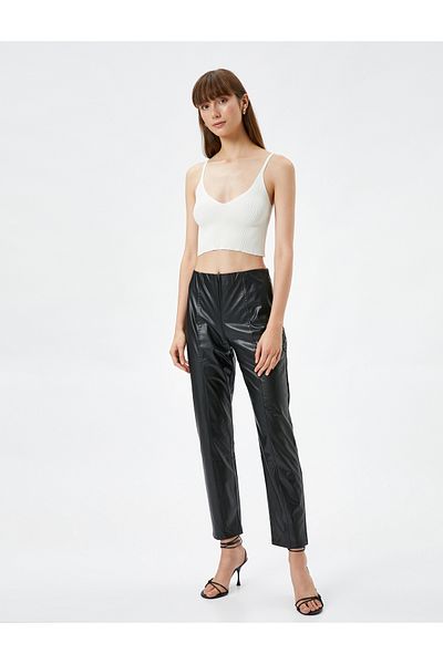 Koton Faux Leather Skinny Trousers