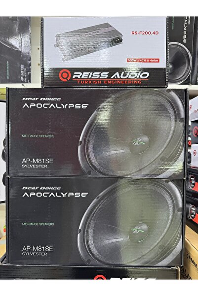 REISS AUDIO Apocalypse M81se 20cm Iki Takım Midrange 340wat Rs-f200.4d 4 Kanallı 2 Ohm 4x180rms Oto Anfi