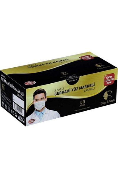 prestij sanal market Digi Mask White 3 Layer Surgical Face Mask 250 Pieces (5 Boxes)