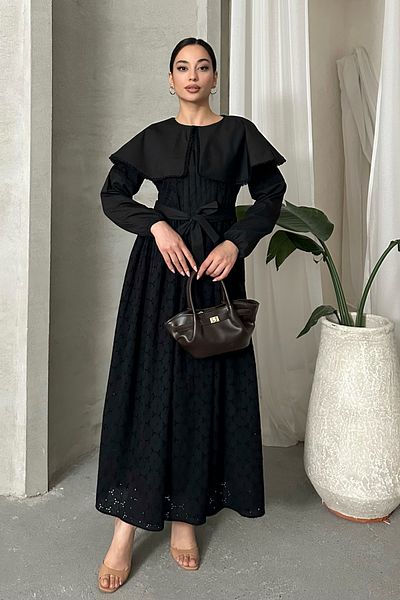 ASEDE Imported Special Design Cloak Collar Lined with Belt 100% Cotton Fisto Dress Suitable for Testture