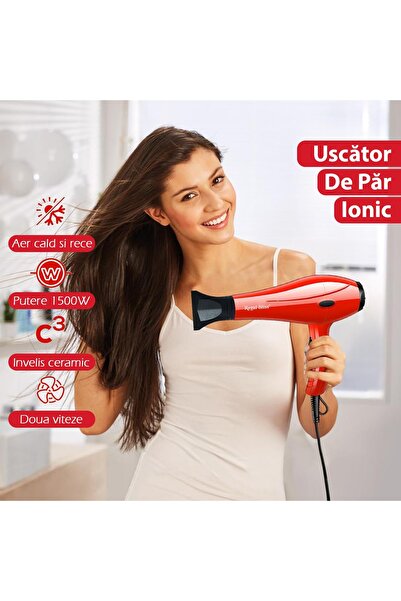 Regal Bliss uscător de păr profesional, ionic, ceramic, 1500W, 2 viteze, concentrator inclus, roșu