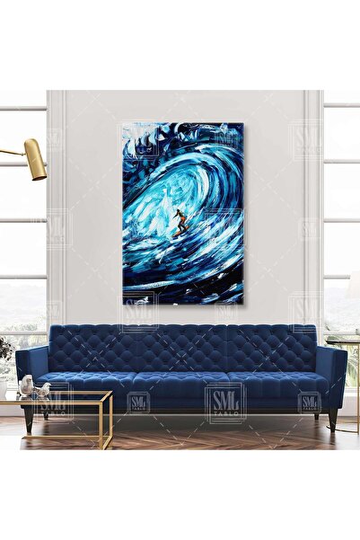 SML TABLO Surferul care face surf în valul uriaș, tablou vertical pe pânză