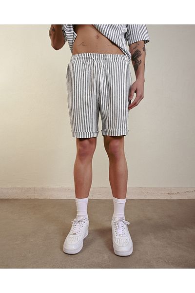 İLKCET MODA Ανδρικό σορτς Seersucker ριγέ
