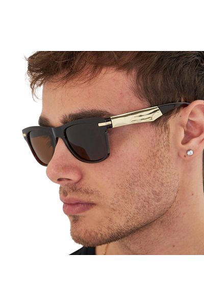 ModaLand New Season Gold Detailed Men's Sunglasses with Polarized Glass