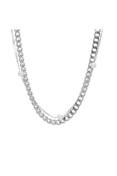 SIC MODA Titanium necklace with pearls Sic Moda 5366