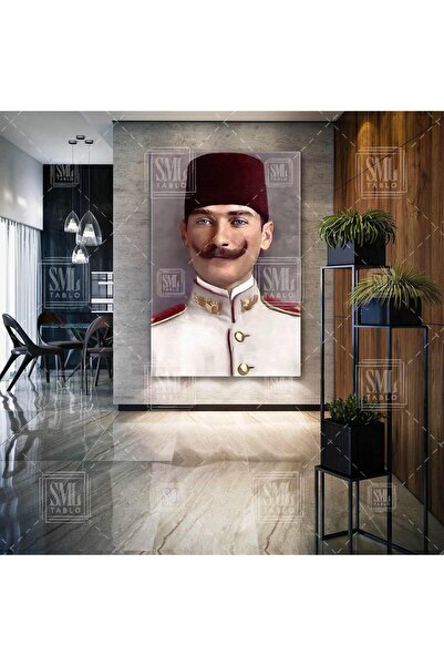 SML TABLO Mustafa Kemal Atatürk Askeri Öğrenci Dikey Kanvas Tablo