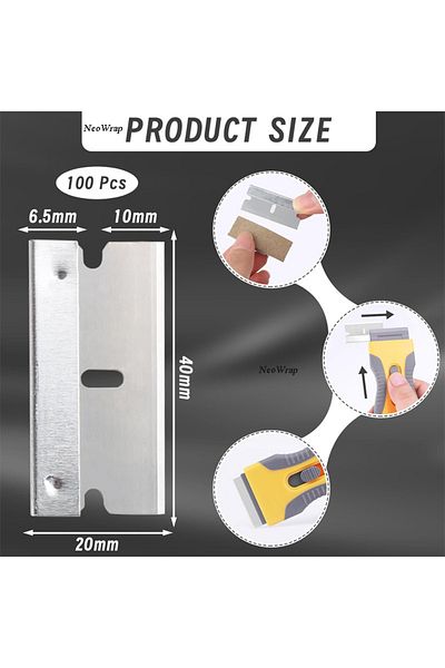 Choice 100pcs Metal Blades 100pcs Razor Scraper Blades Car Sticker Remover Window Glass Paint Scraper Clean