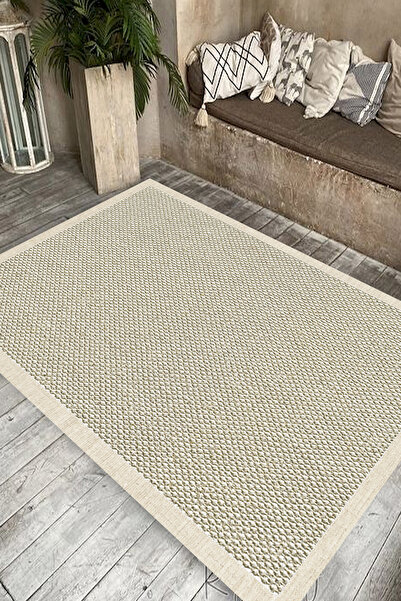 AOKİ Dekoratif Jüte Sisal görünümlü Süngersiz Dot taban Kilim