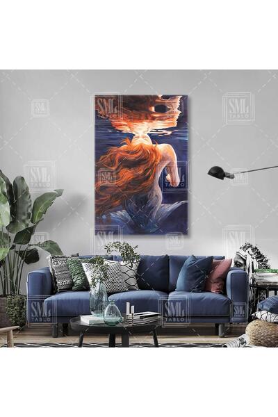Redhead Mermaid Under the Sea Vertical Canvas Painting