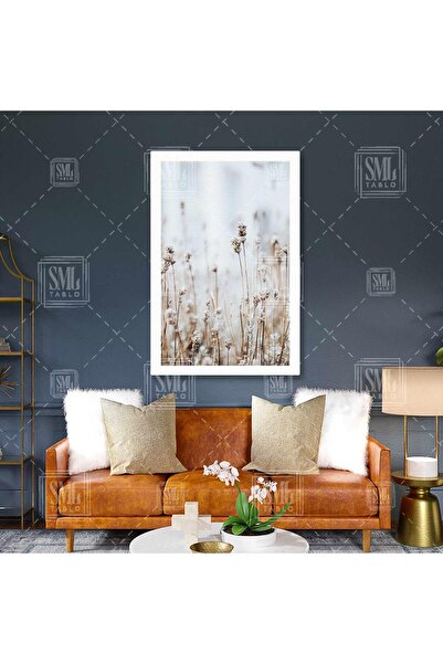 SML TABLO Sonbahar Doğadaki Kuru Estetik Tomurcuklu Bitkiler Dikey Kanvas Tablo