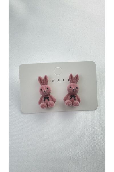 lilith accesuary Custom Design, Plush Rabbit Earrings, Couple Earrings, Pink Earrings, Gift Wrapped
