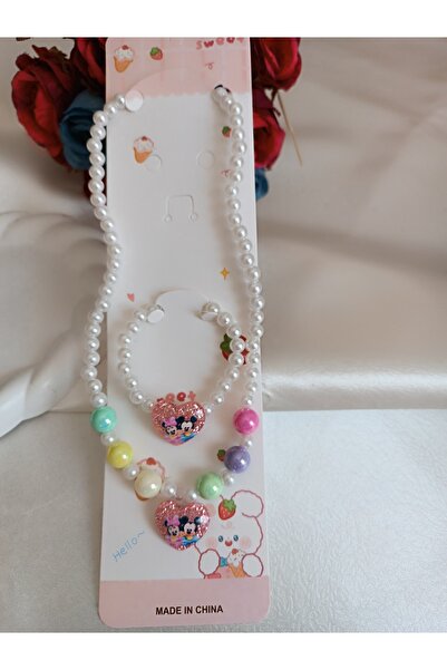 EMKSHOP ÇOCUK RENKLİ MİCKEY MOUSE KOLYE BİLEKLİK SETİ