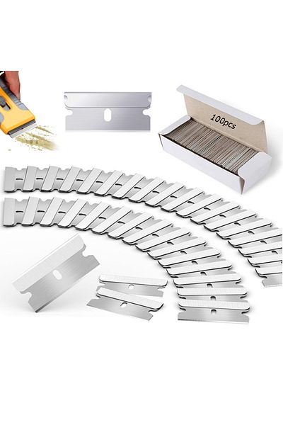 Choice 100pcs Metal Blades 100pcs Razor Scraper Blades Car Sticker Remover Window Glass Paint Scraper Clean