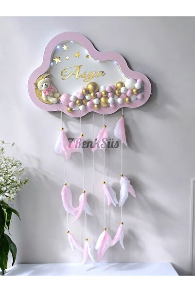 7Renk Kişiye Özel Işıklı Hastane Odası Kapı Süsü İsimli Bebek Odası Dekoru Pembe Bebek Kapı Panosu