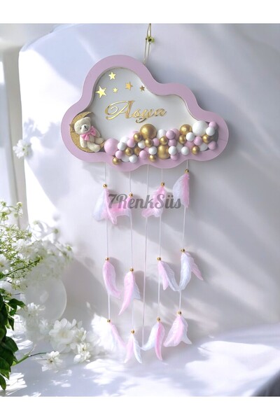 7Renk Kişiye Özel Işıklı Hastane Odası Kapı Süsü İsimli Bebek Odası Dekoru Pembe Bebek Kapı Panosu