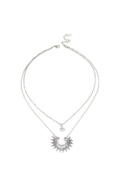 SIC MODA Colier Dublu Evantai Argintiu INOX Sic Moda 5440B