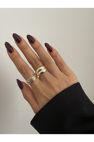 Lavian Accessories خاتم خط حديث ذهبي اللون قابل للتعديل (قطعة)