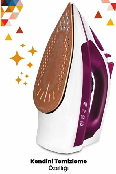 Clevora New Generation Red Steam Iron 2200 Watt High Steam Power with Ceramic Soleplate