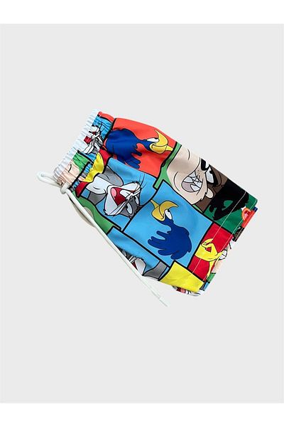ALİŞ KİDS Pantaloni scurți de baie pentru băiat, Blue Rabbit Chick, cu șnur
