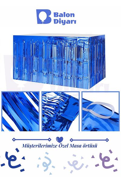BALON DİYARI Sparkling Table Skirt Blue