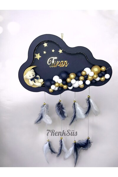 7Renk Ayıcıklı İsimli Bubble Renkli Toplu Ledli Bulut Bebek Kapı Süsü,Kız-Erkek Bebek Kapı Panosu