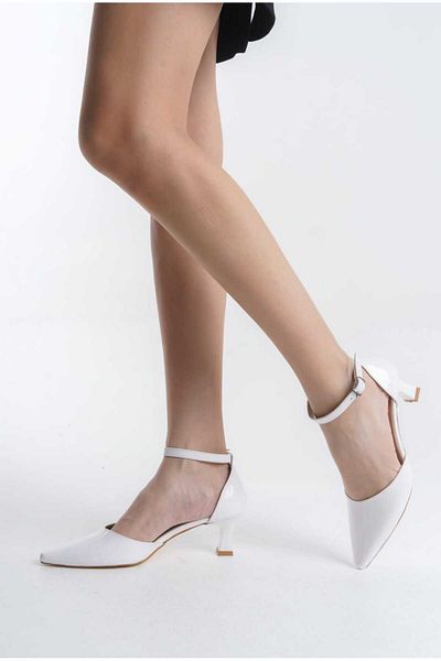 JVC STILETTO DE FEMEI, ALB, PIELE LACUITA, TOC MIC