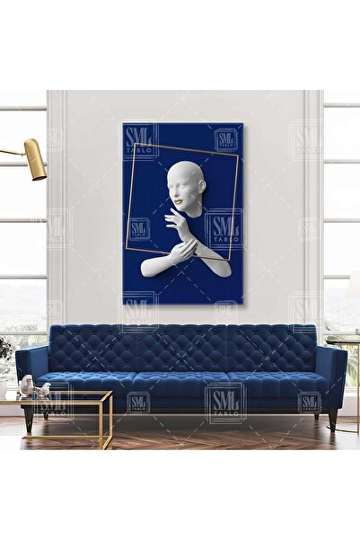 SML TABLO Tablou vertical decorativ pe pânză cu cadru pătrat auriu, fundal al...