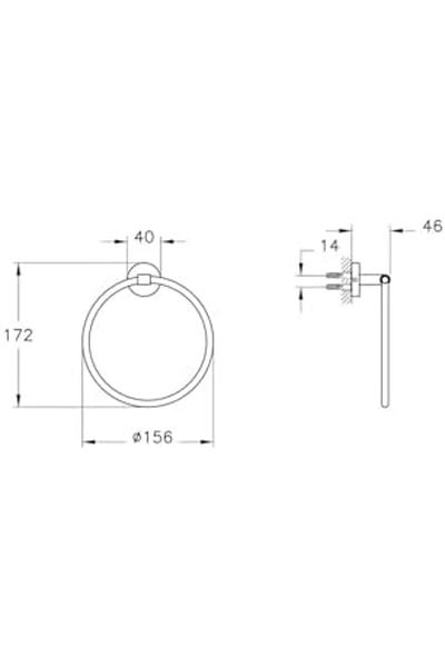 Mu Art Ahşap Mrt Base 200 A44101 Ring Towel Holder, Chrome Art 871301
