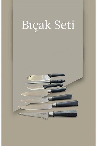 kitchenboost Lazoğlu Knife Set - 7 Piece Chef Kitchen Knife Set Set
