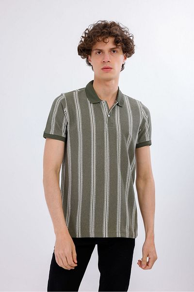 Decas Βαμβακερό μπλουζάκι IMPERIUM Polo Neck - Χακί
