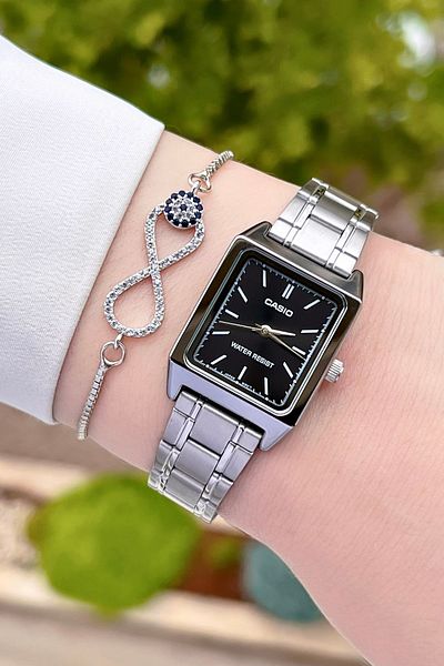 Casio Women Wrist Watch with Dial Black Cord Metallic Color 24 Months Guarantee