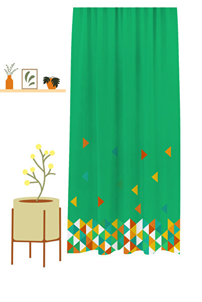 GREENDECOR Flowers Leaf Striped Bohemian Patterned Special Design Digital Printed (Single Wing) Modern Stylish Background Curtain