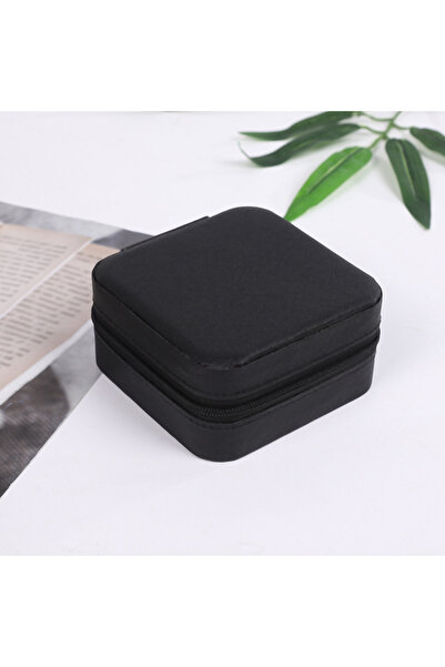 Choice صندوق مجوهرات صغير محمول للسفر باللون الأسود، منظم خواتم مجوهرات من ال...
