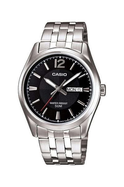 Casio Dial Black Band Metallic Color Men's Wristwatch