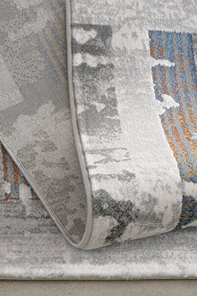 ARMİDA CONCEPT Nora Mavi Gri Halı Modern Dokuma Halı Yumuşak Oturma Odası Salon Çocuk Odası Mutfak Halısı M086A