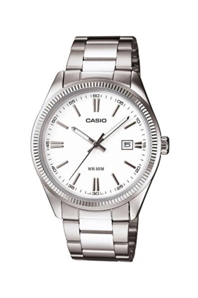 Casio Dial White Cord Metalic Color Men's Wristwatch