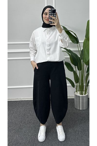bybaharoz Linen Balloon Trousers