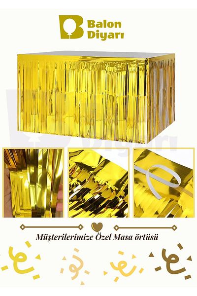 BALON DİYARI Sparkling Table Skirt Gold